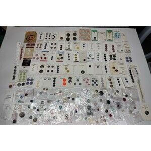 VTG Original Package Buttons Crafts Sewing Mixed Lot Plastic Metal Rare